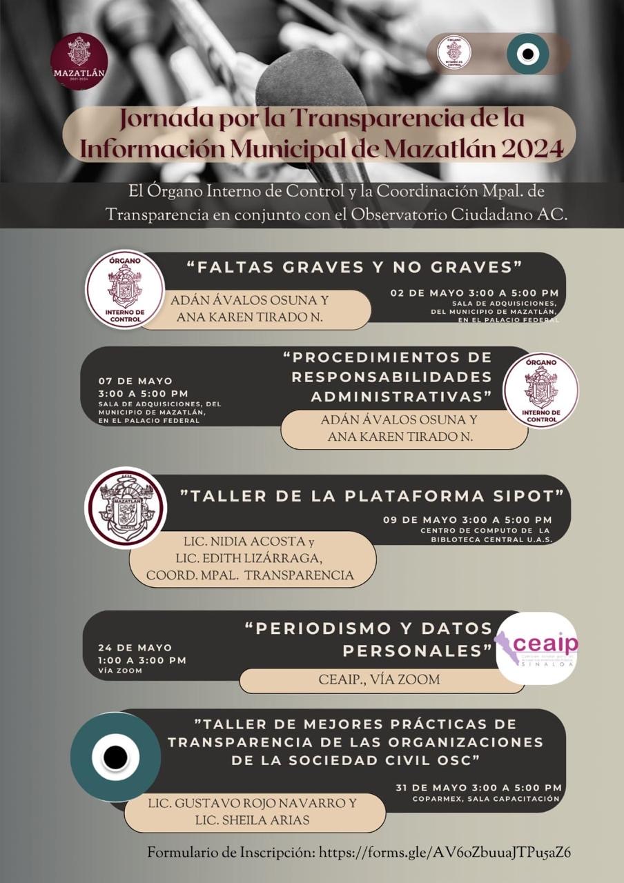 Tendrá Gobierno de Mazatlán jornada por la transparencia en mayo.